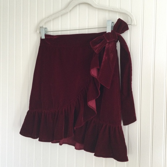 Urban Outfitters Velvet Wrap Skirt with Ruffles - Picture 4 of 11